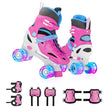 Kids Adjustable Inline Skating Shoes with LED Lights – Pink, Size 34–37 (M)