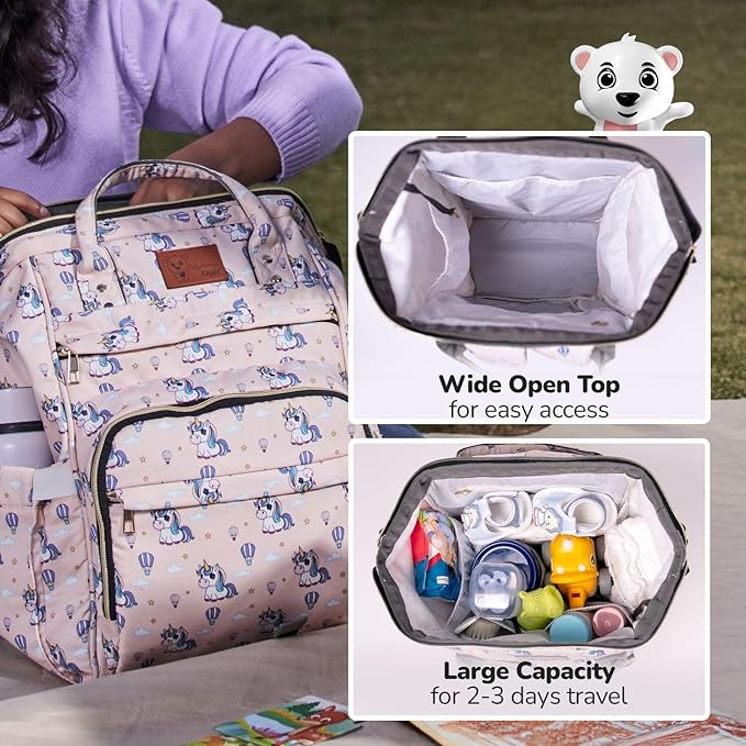 Lifelong Cuppy Baby Diaper Bag Backpack for Moms (Pink) | Large Waterproof Travel Bag with 15 Pockets, Rain Cover & Changing Mat | Stylish & Spacious