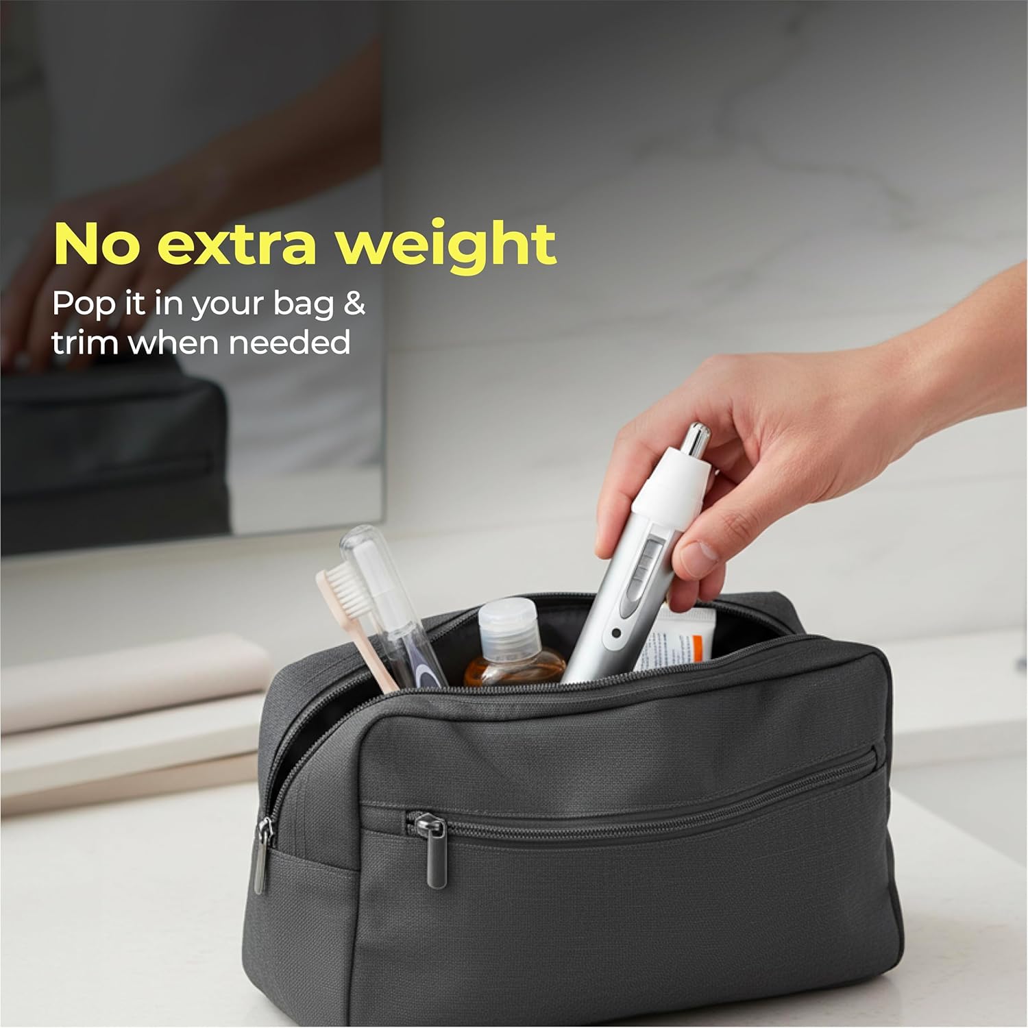 Lifelong Nose Hair Trimmer for Men & Women | Painless Battery-Operated Nose & Facial Hair Trimmer | Stainless Steel Blades | Easy-Clean | 40-Min Runtime (Silver)