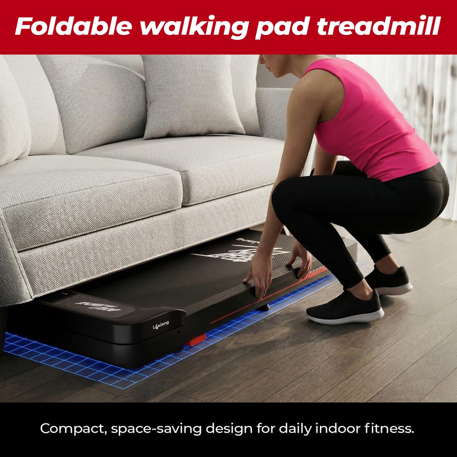 Lifelong Walking Pad for Home |3HP Motor | 2-Level Manual Incline | LED Display & Remote Control | Foldable Treadmill| 110Kg Capacity | 8 Km/h Speed | Gym Equipment for Home Workout