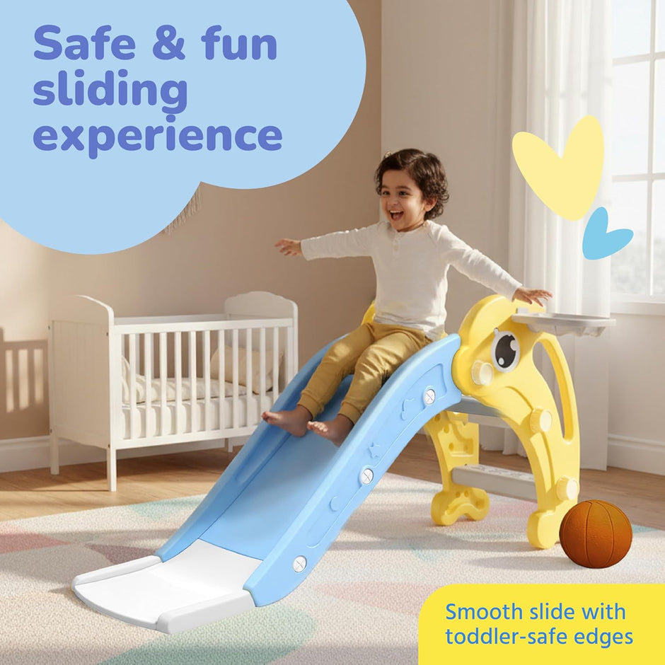 Lifelong Cuppy Dolphin Kids Slide with Basketball Hoop for Indoor & Outdoor Play