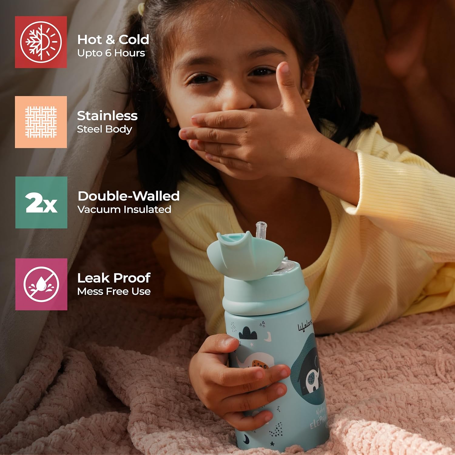 Lifelong Kids Double Walled Vacuum Insulated Bottle with Sippy Sipper