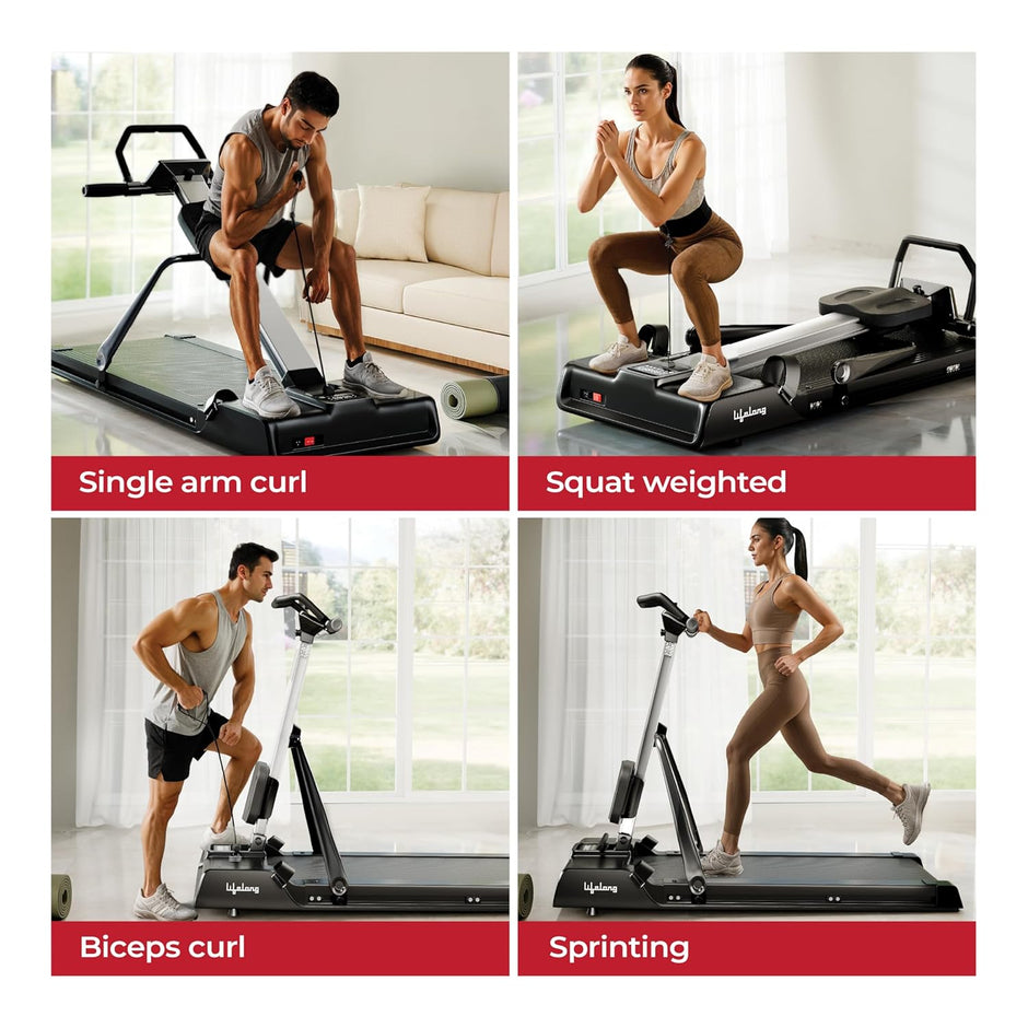 Lifelong FitPro 3-in-1 Treadmill – 6HP Motor, Foldable, Rowing & Ab Trainer