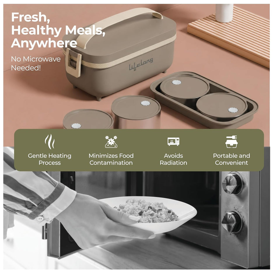 Lifelong Electric Lunch Box | Set of 4 (2pcs 300ml + 2pcs 175ml)