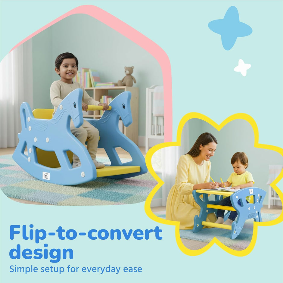 Lifelong 2-in-1 Rocking Horse & Study Table for Kids 1-5 Yrs, BIS Certified (LLCRK01)