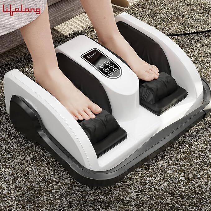 Lifelong Foot Massager with Kneading Function & Adjustable Bar for Home (White)