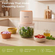 Lifelong Rechargeable Electric Food Chopper with 3 Bowls