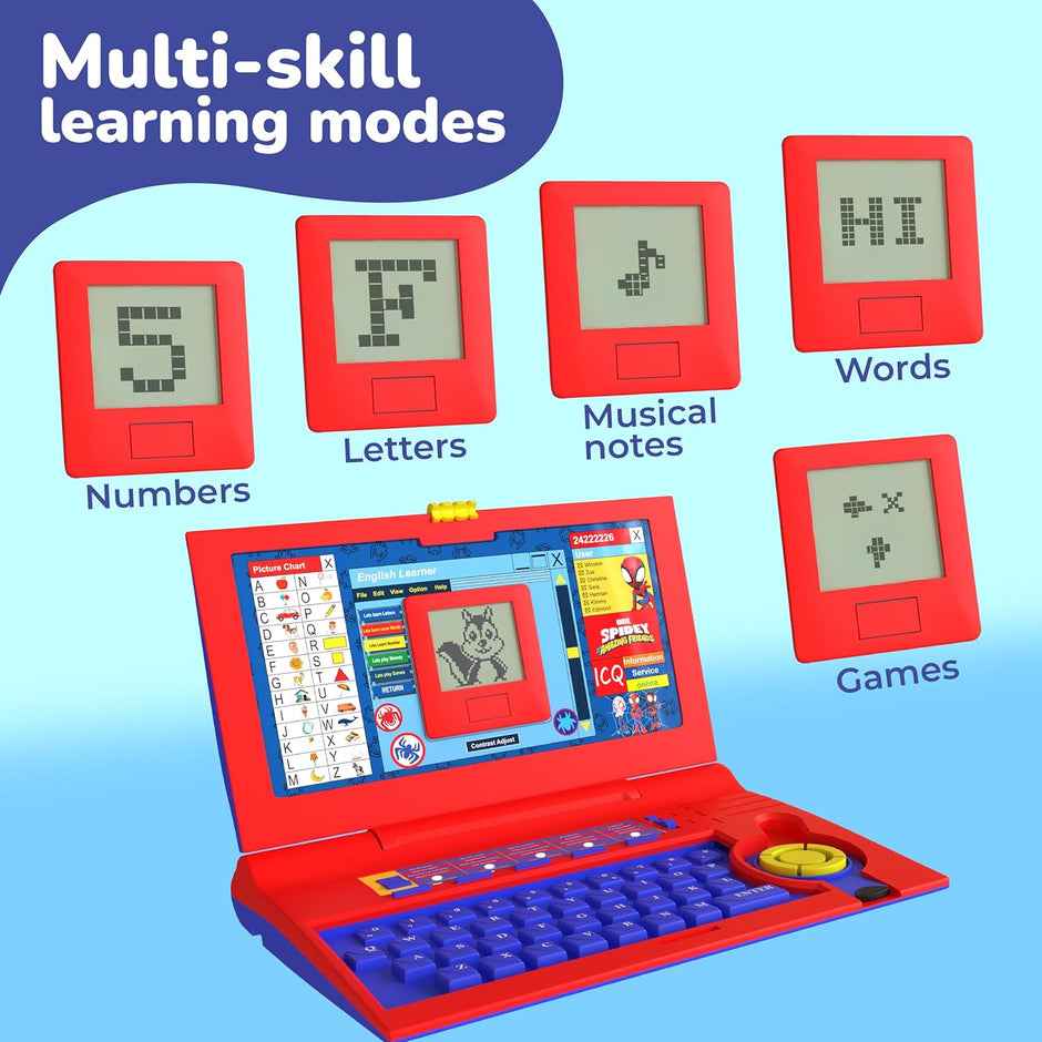 Lifelong Spiderman Kids Learning Laptop with 20 Educational Modes & Music
