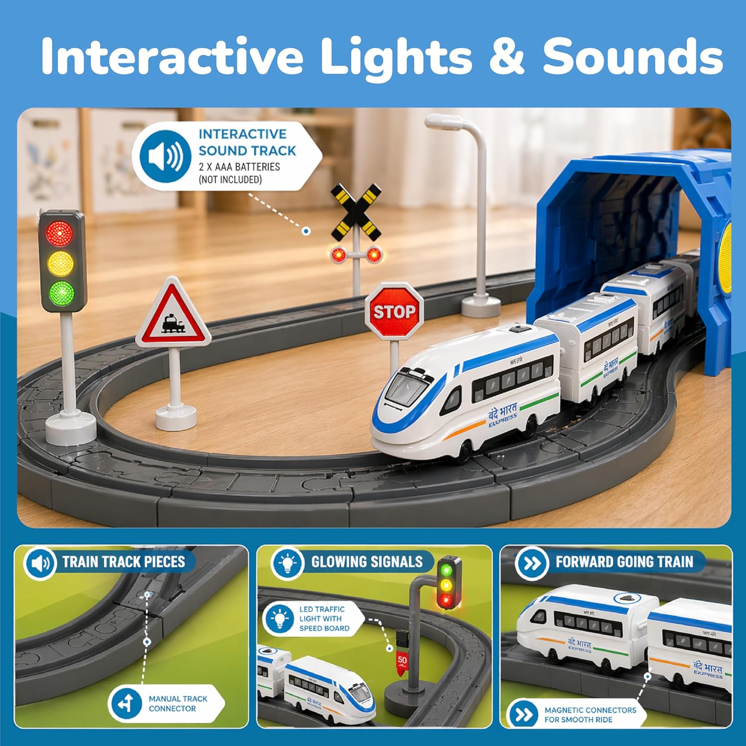 Lifelong Vande Bharat Electric Train Set with Lights, Sounds & Rechargeable Engine