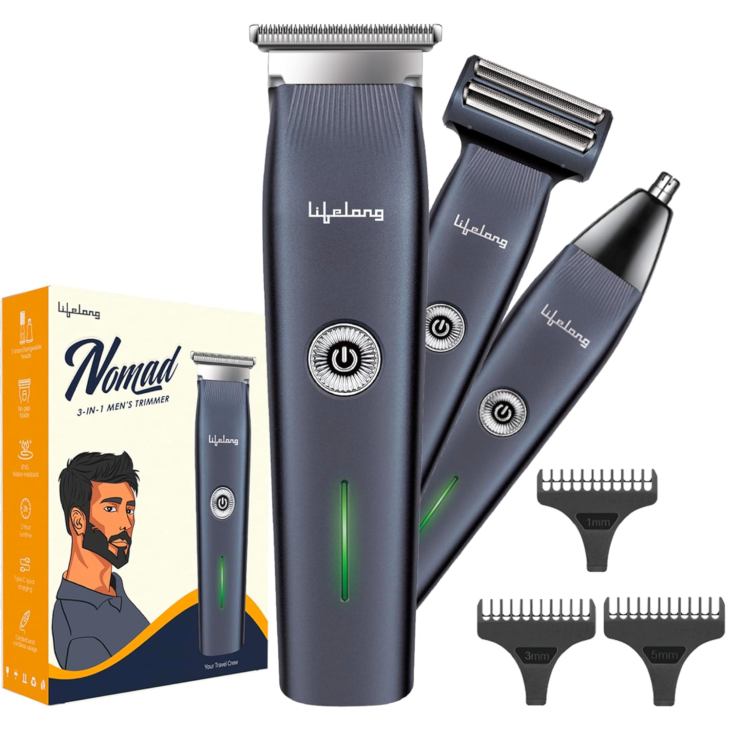 Lifelong Waterproof All-in-One Grooming Kit for Men with Type-C Charging