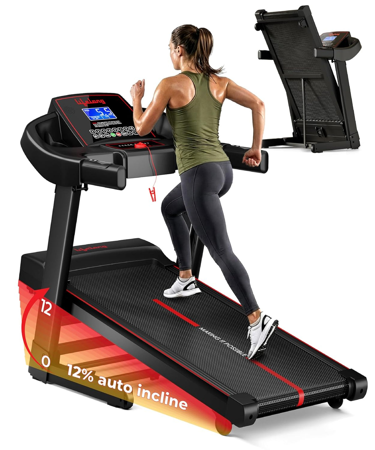 5HP Motorized Treadmill with Peak Motor and 12% Auto Incline
