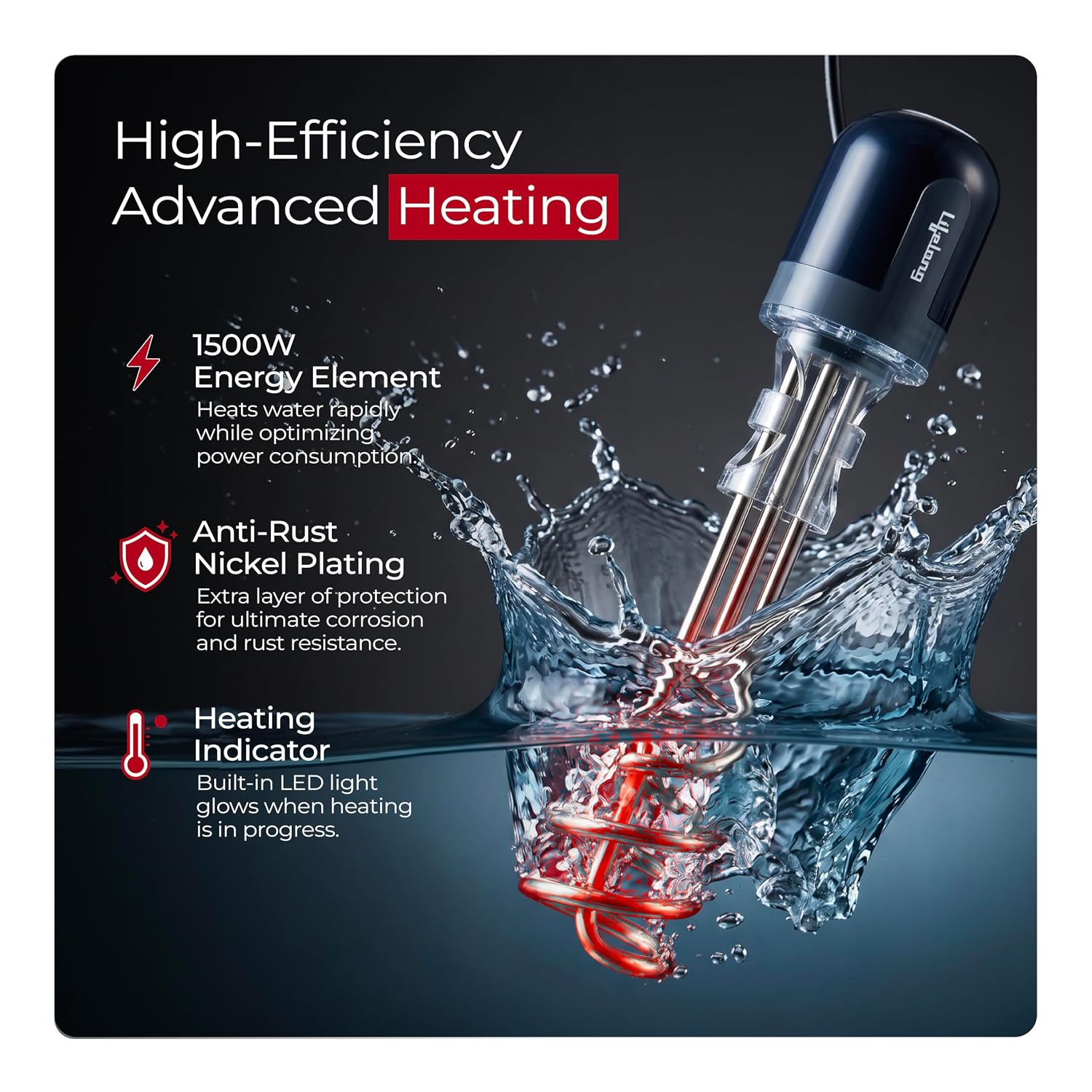 Lifelong HeatX Immersion Rod Auto Cut Off 1500 W Shockproof Water Heater