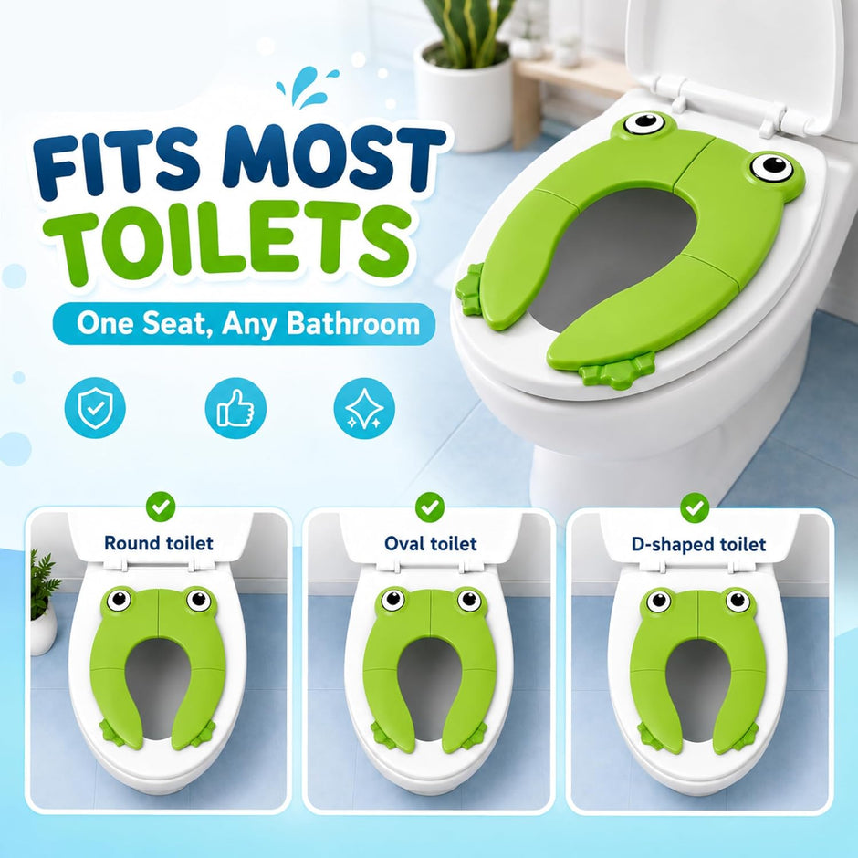 Lifelong Cuppy Foldable Baby Toilet Training Seat 1+ Yrs, Portable Travel Potty, Non-Slip Grip – Green