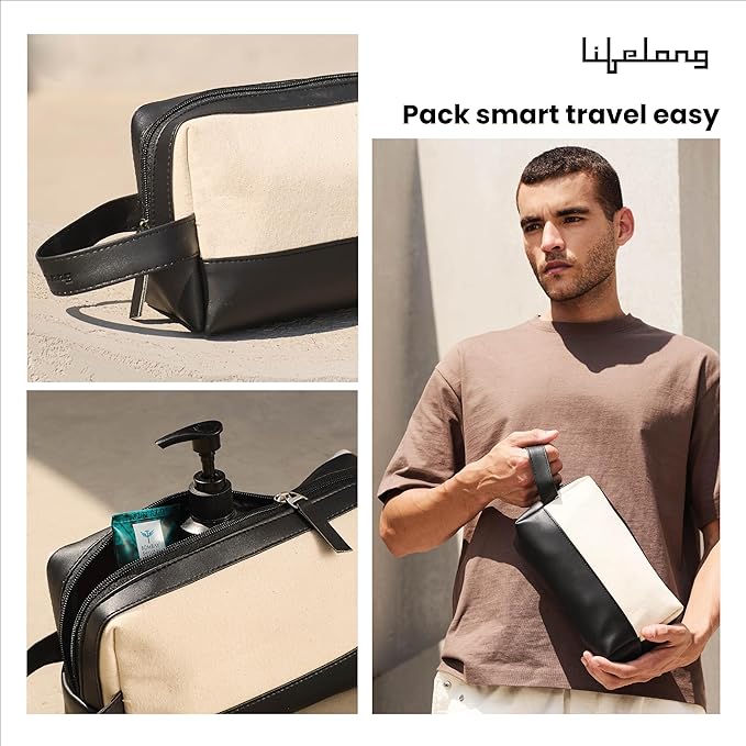 Personalised Travel Pouch – Water-Resistant Toiletry Bag (Black)