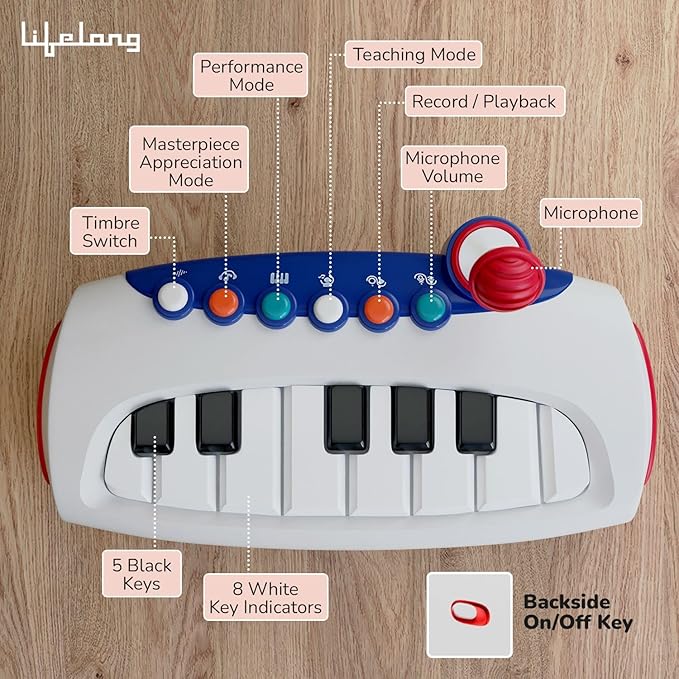 Lifelong Cuppy Kids Piano Keyboard with Microphone – Musical Learning Toy for Toddlers & Children 2+ Years