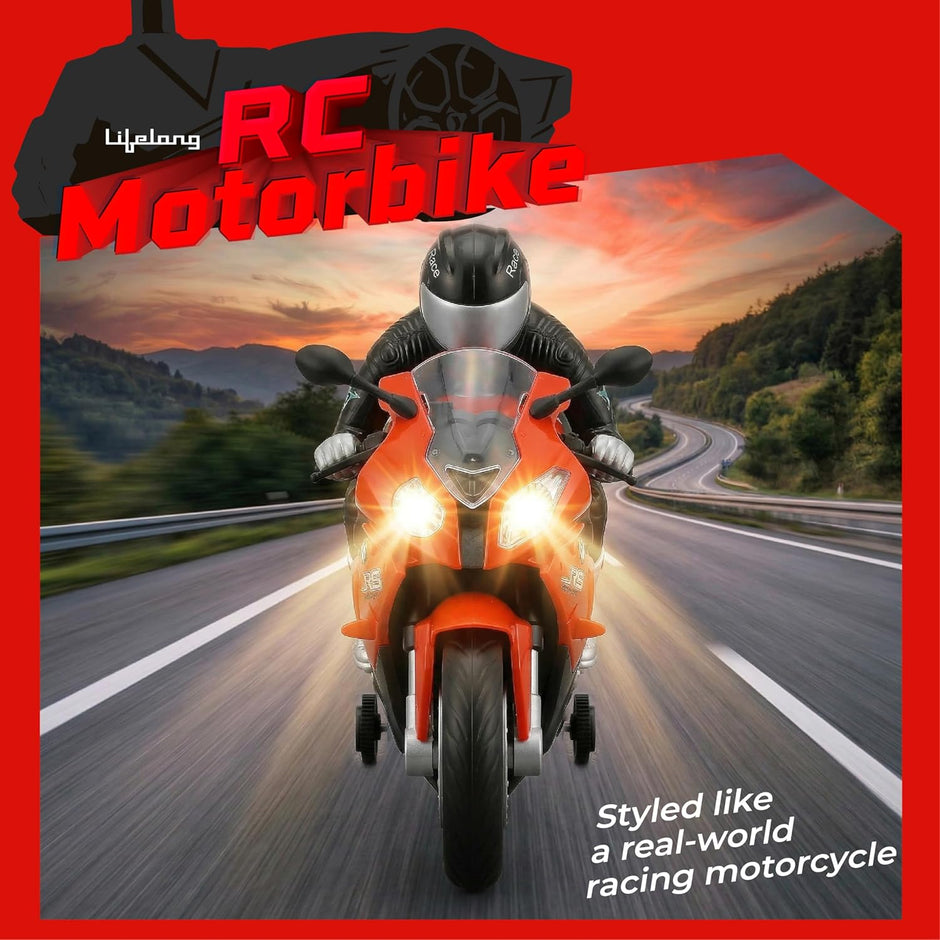 Lifelong RC Motorbike Toy with Lights, Music, 360° Stunts & Type-C Charging