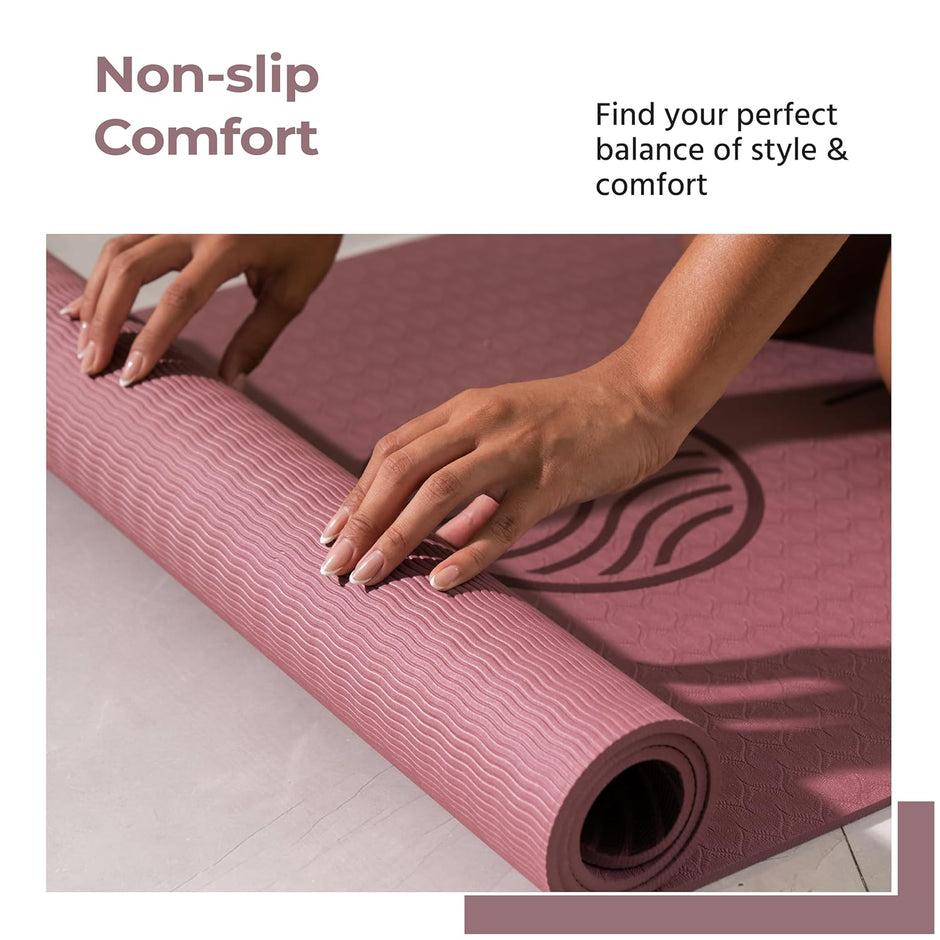 Lifelong 5mm TPE Yoga Mat – Non-Toxic, Sweat-Resistant & Portable with Carry Bag