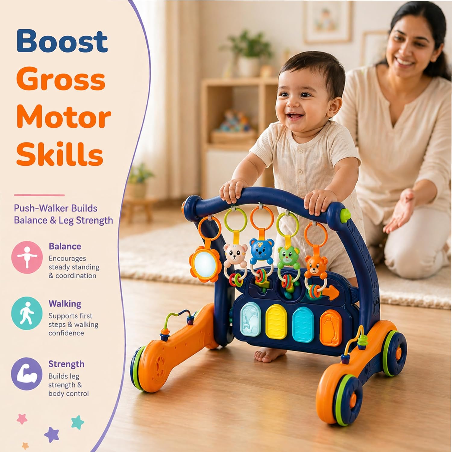Lifelong Astro 2-in-1 Baby Playgym & Walker with Music, Lights & Hanging Toys