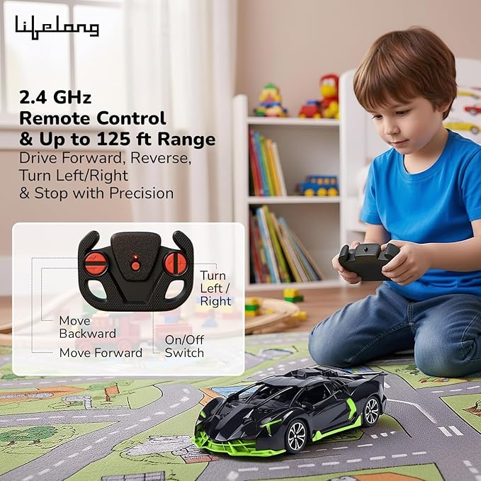 Lifelong Cuppy Rechargeable RC Car for Kids | LED Lights & 2.4GHz Control
