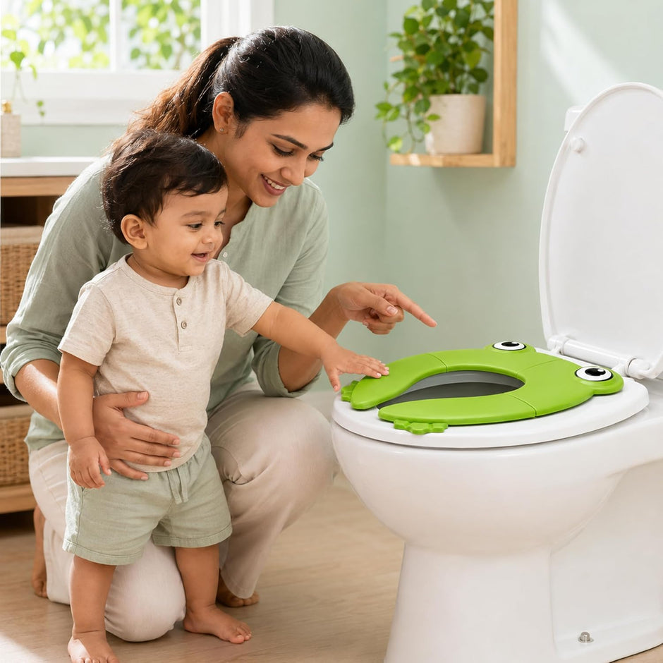Lifelong Cuppy Foldable Baby Toilet Training Seat 1+ Yrs, Portable Travel Potty, Non-Slip Grip – Green
