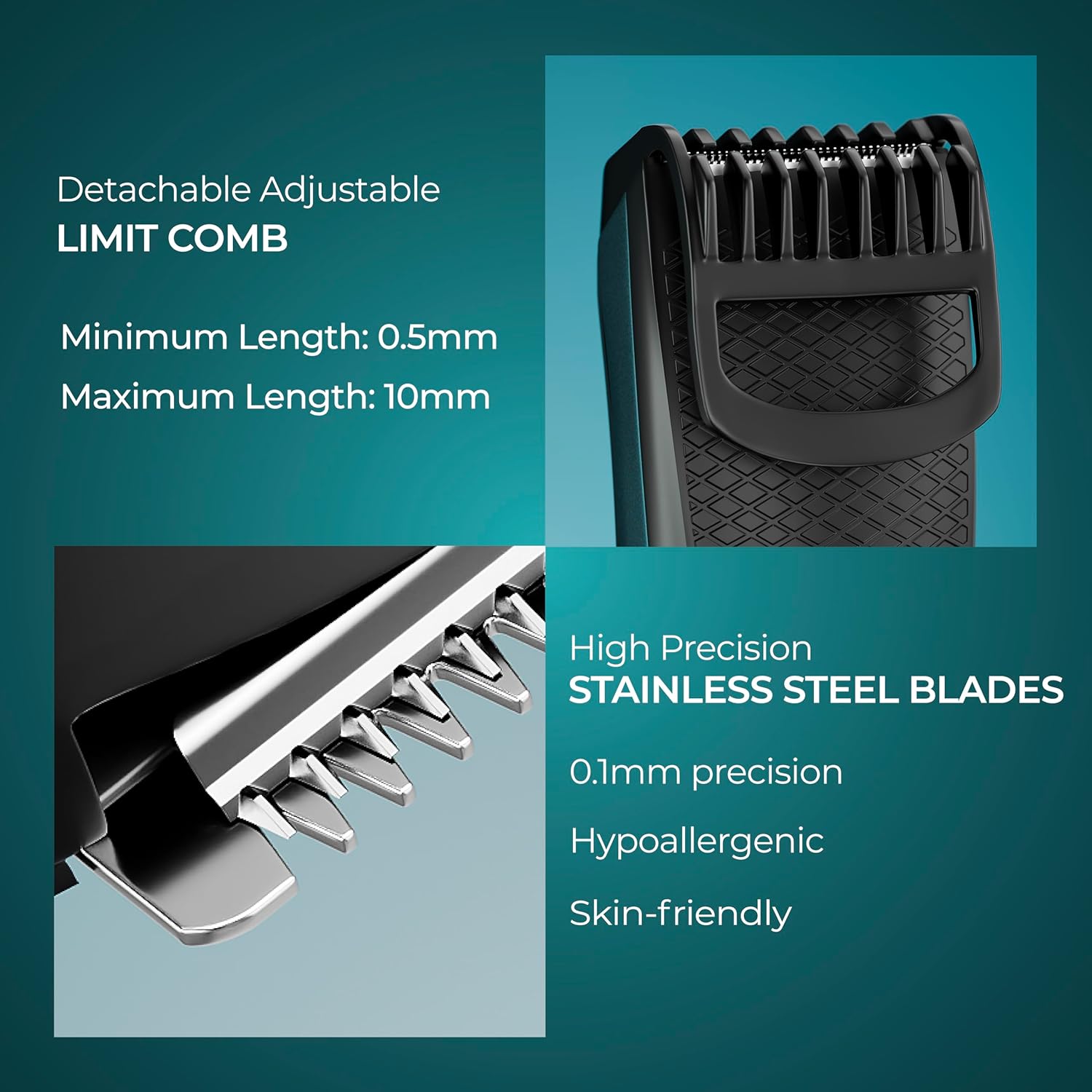 Lifelong Beard Trimmer for Men with 20 Length Settings & Type-C Charging