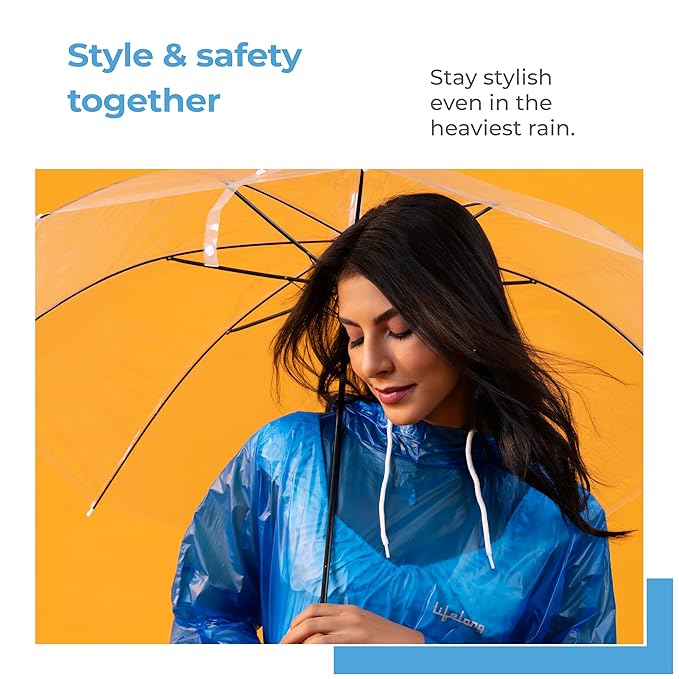Lifelong Waterproof Unisex Raincoat – Hooded Full Sleeve Outdoor Poncho for Men, Women, Boys & Girls, Lightweight Travel Rainwear (1 Pc)