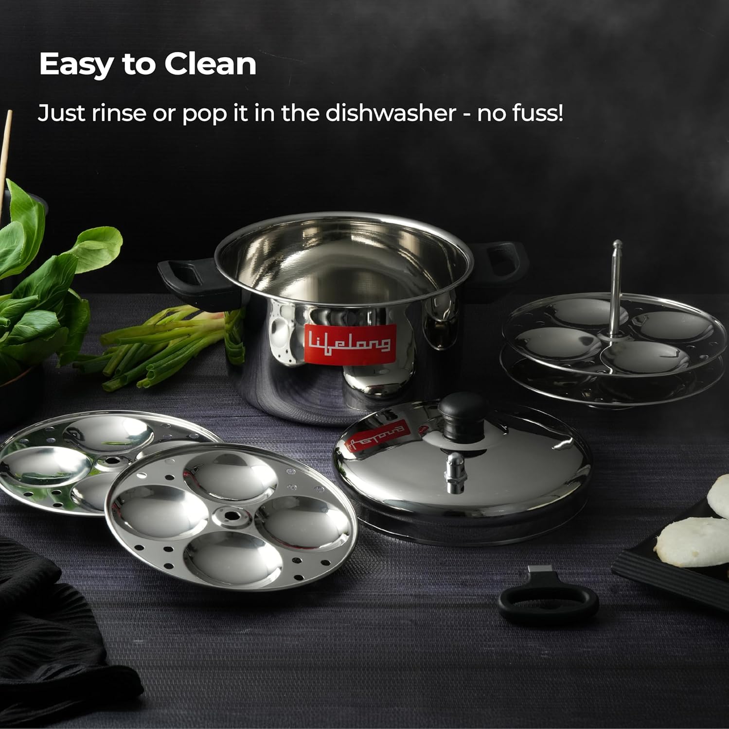 Lifelong Idli Cooker 5 Plate | 20 idlis | Stainless Steel Idli Cooker, Induction and Gas Stove Compatible Idli Maker (LLIDCKR05, Steel Silver)