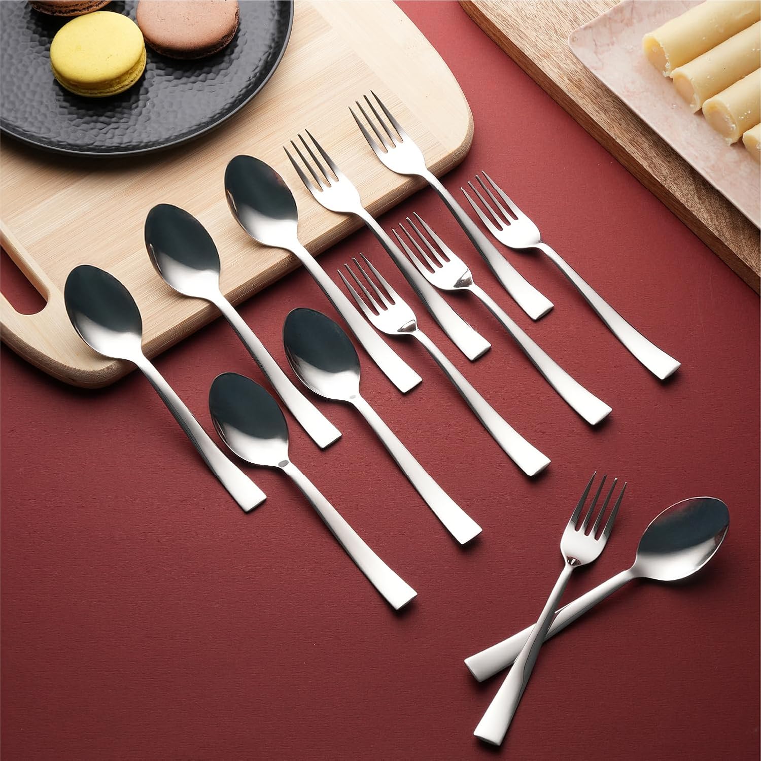 Lifelong Spoon & Fork Set 16 cm for Home & Kitchen | Stainless Steel Spoon Set| 6 Spoons & 6 Forks | Set of 12 for Dining | Mirror Polished Durable with Smooth Edges (LLCTSPF12, Silver)