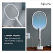 Lifelong 2-in-1 Foldable Electric Mosquito Racket – Rechargeable 1200mAh Bat with UV Light Trap, Type-C Charging & Base Stand