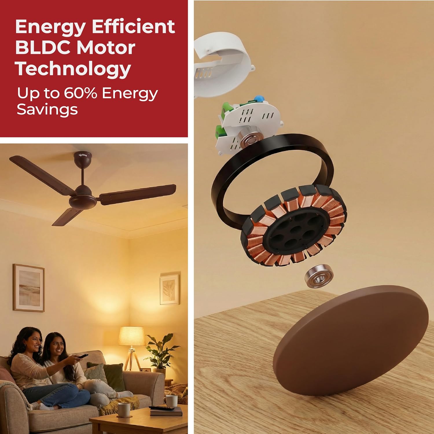 Lifelong 1200mm BLDC Ceiling Fan | Point Anywhere RF Remote Control