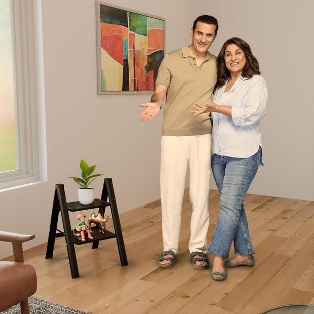 Lifelong 2-Step Steel Ladder – Foldable, Portable Multipurpose Stool, 150Kg Capacity