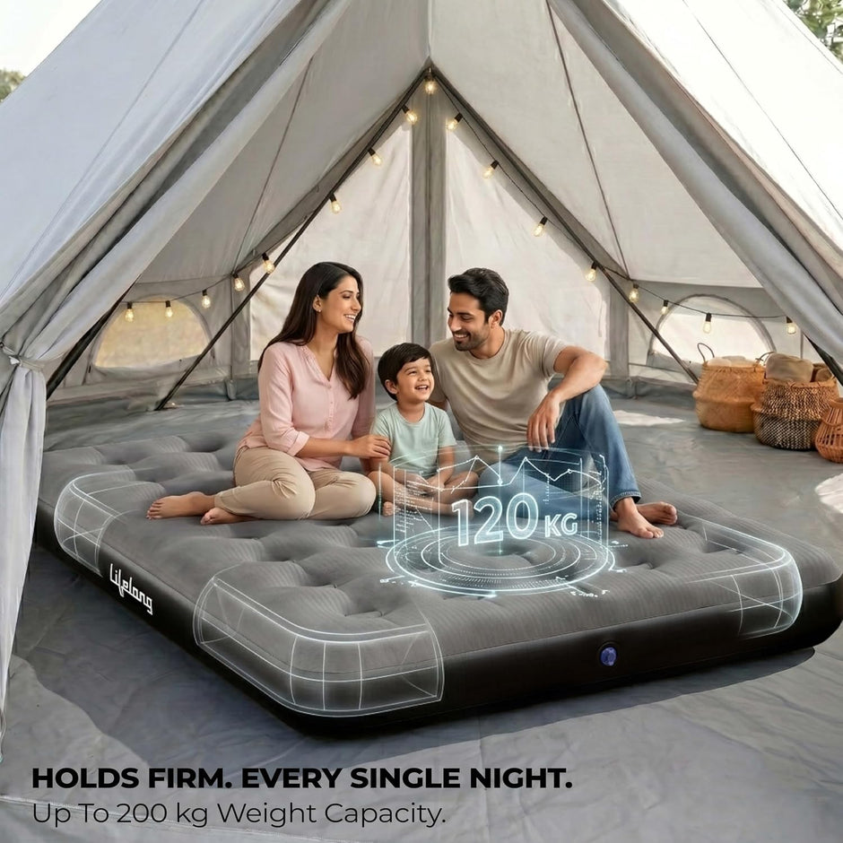 Lifelong Dual Air Mattress with Inflatable Pump|22cm Raised Thick Inflatable Bed for Home|200kg Comfort Support| Inflatable Air Bed with 2Repair Patch| Bed for Guest, Home,Camping & Travel (LLAMB02)
