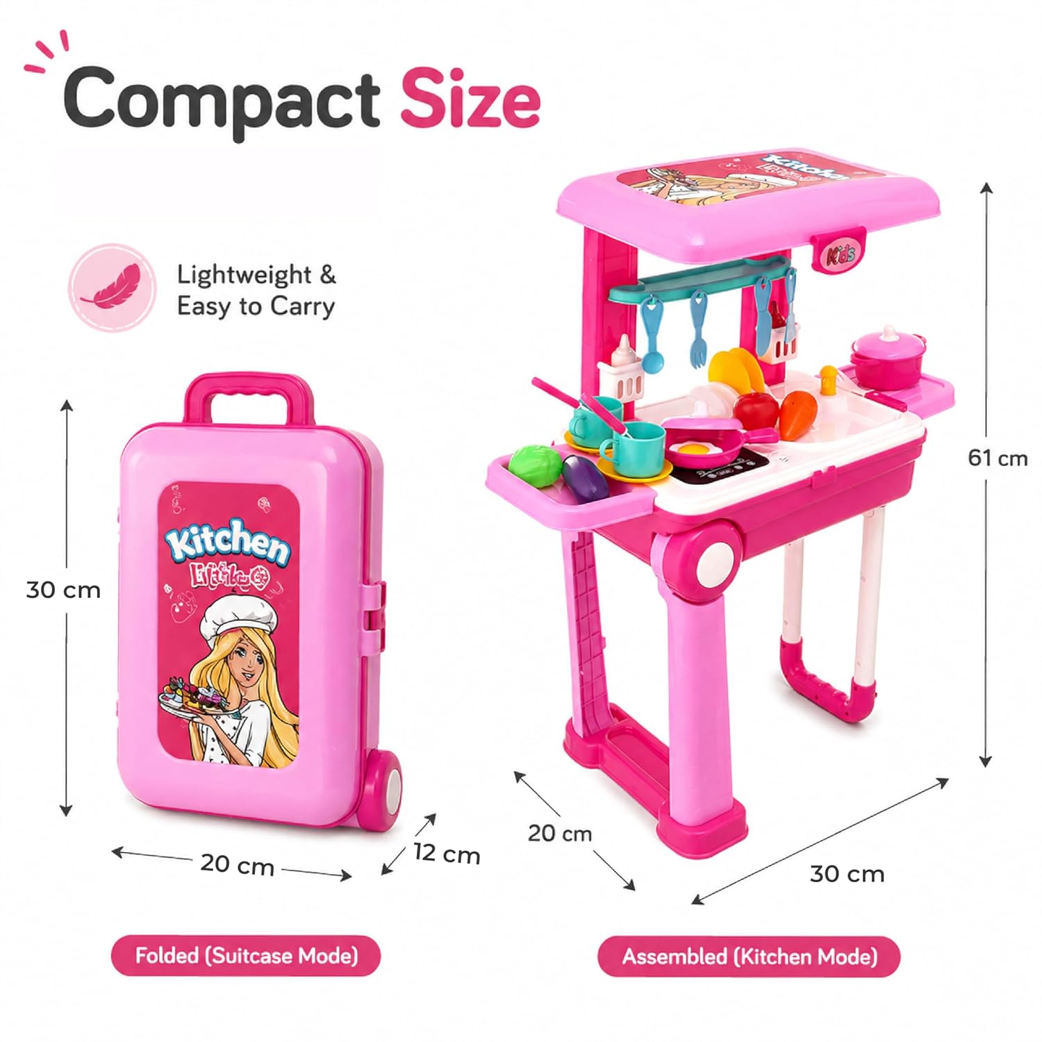 Lifelong Big Kitchen Play Set with Portable Suitcase & 28 Cooking Accessories