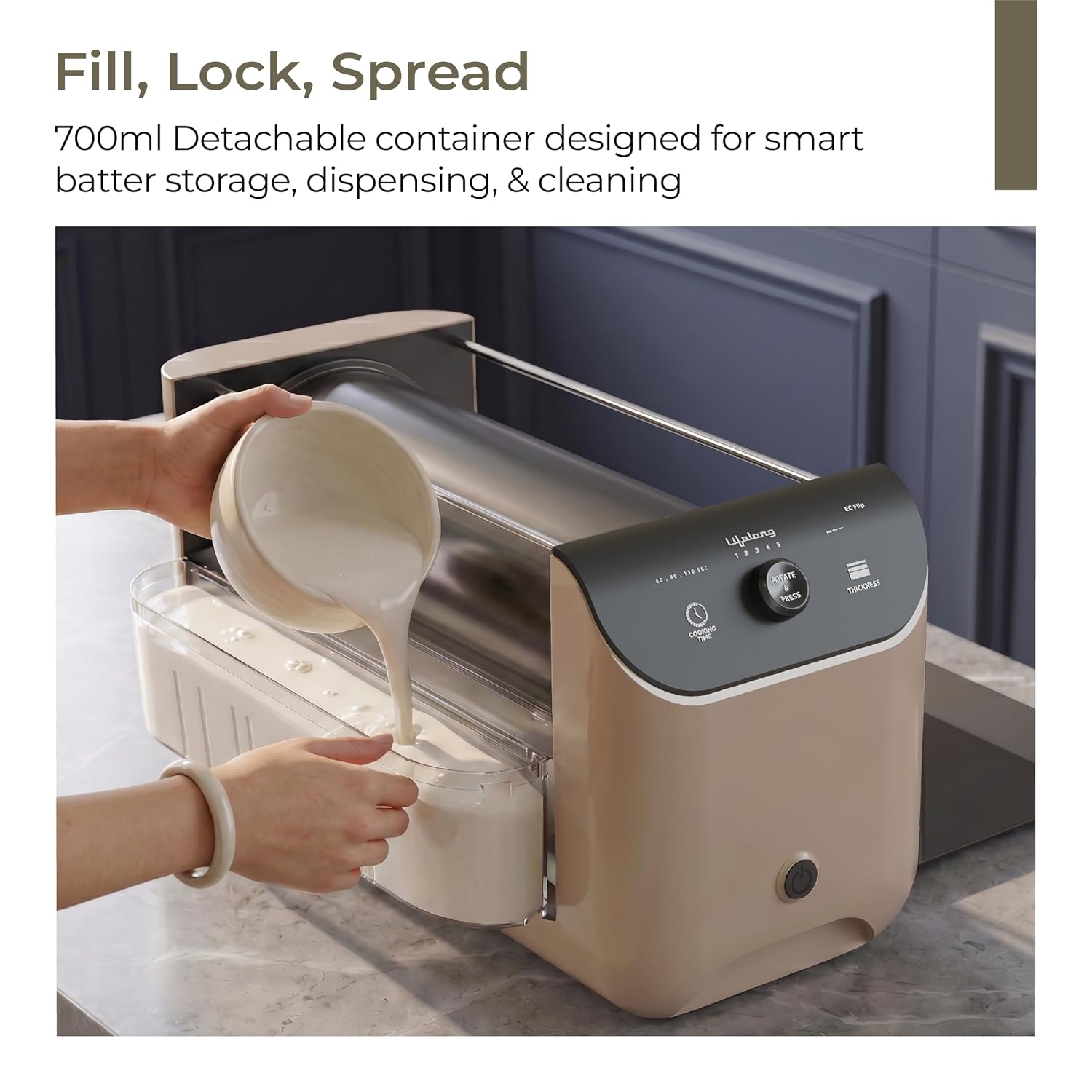 Lifelong 1600W Automatic Dosa Maker | Restaurant-Style Dosa Machine with 3 Thickness & 3 Temperature
