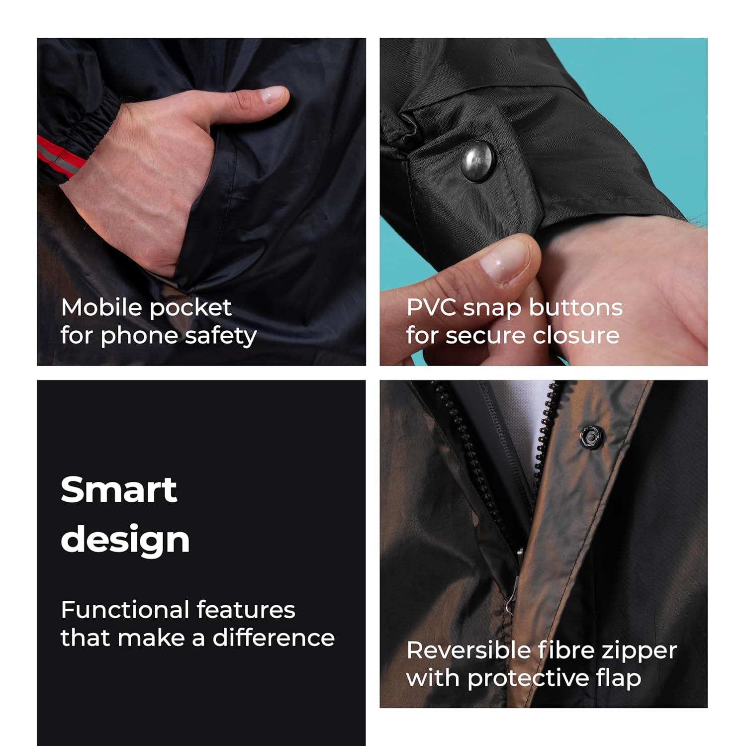 Lifelong Campaign Men's Polyester Waterproof Standard Length Raincoat