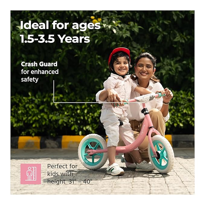 Lifelong Kids Balance Bike 1.5–3Y – Pedal-Free, Crash Guard, Pink (LLBB01)