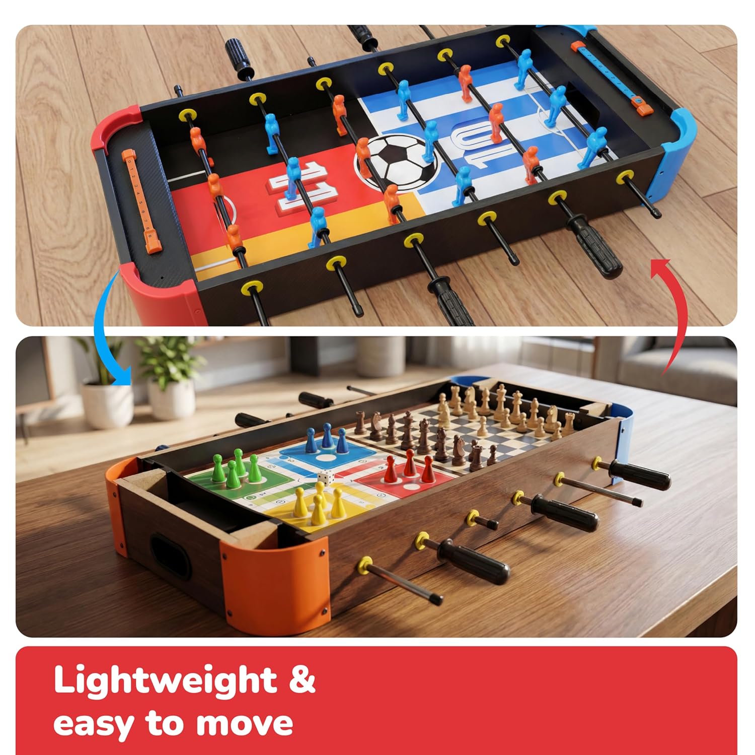 Lifelong 3-in-1 Foosball Table with Chess & Ludo for Indoor Outdoor Fun