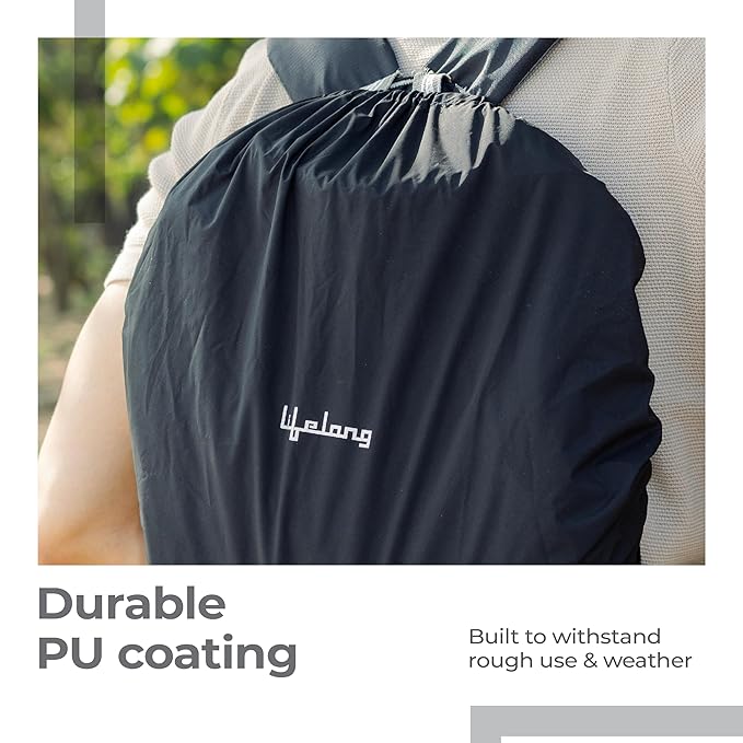 Lifelong Waterproof Backpack Rain Cover – Dustproof, Adjustable Fit for Bags up to 45L (Black)