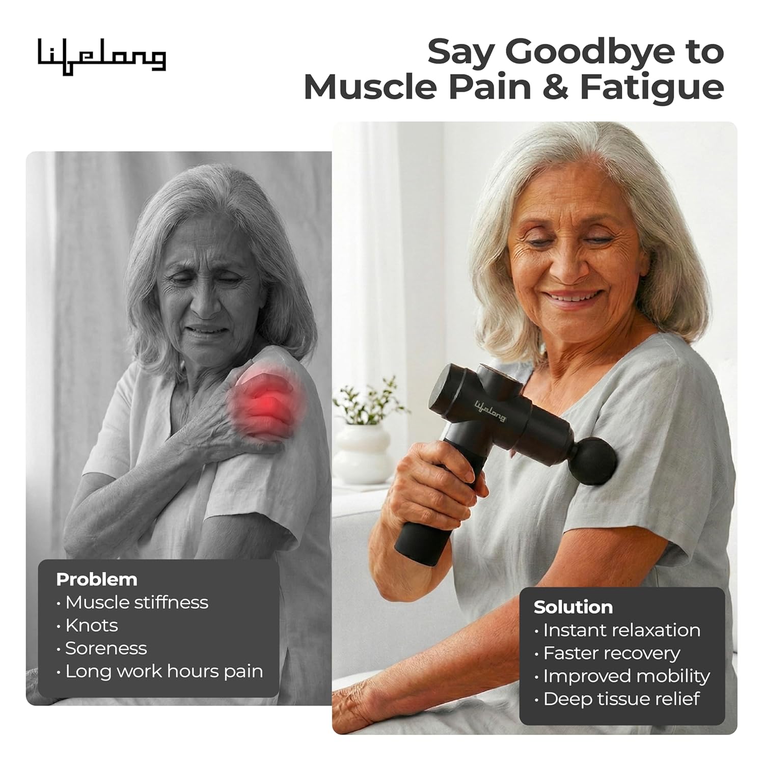 Lifelong Percussion Massage Gun – Deep Tissue Pain Relief Massager