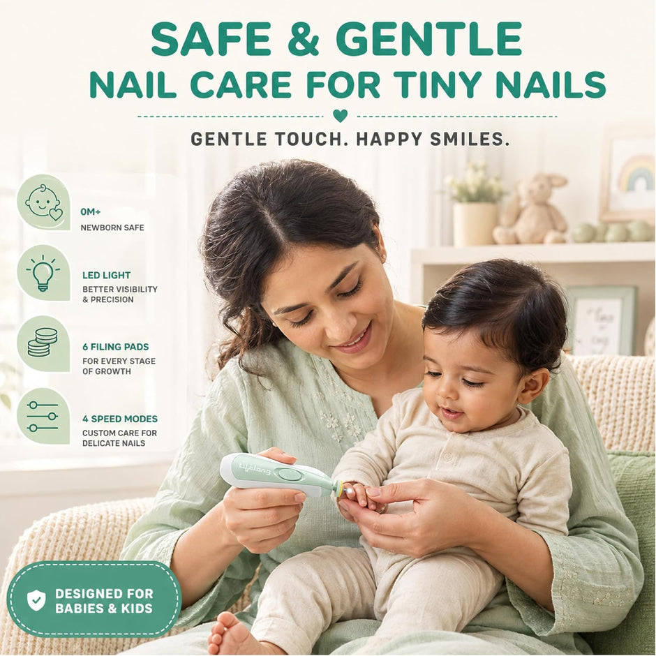 Lifelong Baby Electric Nail Trimmer Kit – 5 Grinding Heads, Gentle & Safe Nail Care for Newborns, Infants & Toddlers