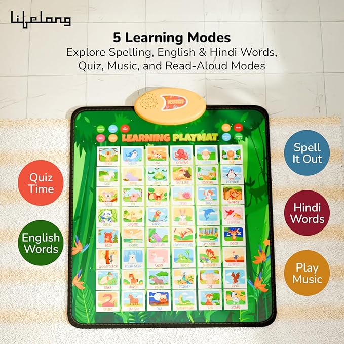Lifelong Cuppy Bilingual Talking Playmat | English & Hindi Educational Mat for Kids