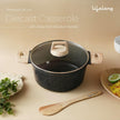 Lifelong Diecast Casserole 24 cm with Non-Riveted Wooden Handle, Glass Lid & Wooden Spatula