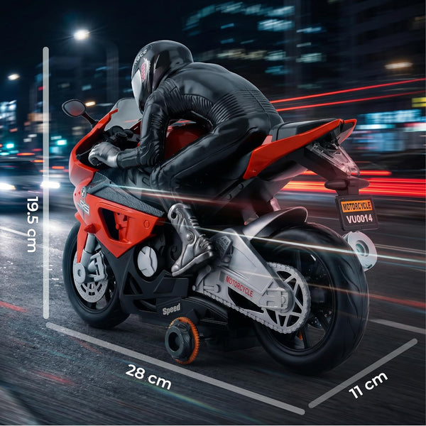 RC Motorbike Toy with Lights, Music and 360° Stunts