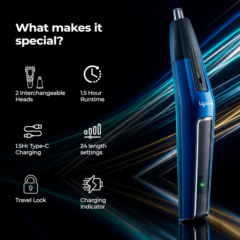 Lifelong All-in-One Beard Trimmer for Men with 24 Length Settings & Type-C Charging