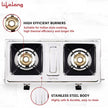 Lifelong LLGS199 Stainless Steel 2 Burner Gas Stove, ISI Certified, Manual Ignition, Silver (1 Year Door-step Warranty)
