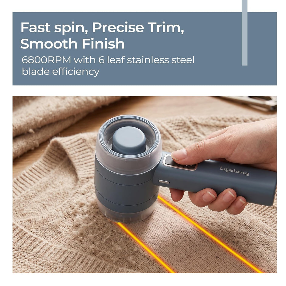 Lifelong Electric Lint Remover with Digital Display | 3 Speeds, 6800RPM, 6-Leaf Blade