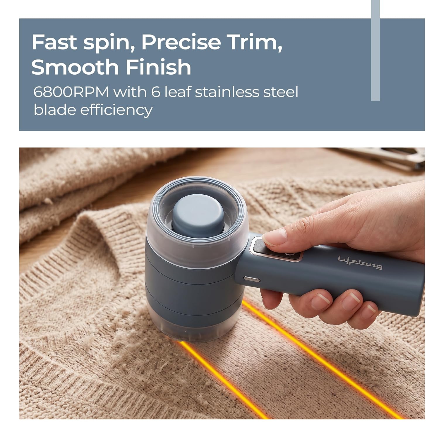 Lifelong Electric Lint Remover with Digital Display | 3 Speeds, 6800RPM, 6-Leaf Blade