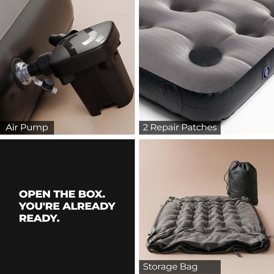 Lifelong Dual Air Mattress with Inflatable Pump|22cm Raised Thick Inflatable Bed for Home|200kg Comfort Support| Inflatable Air Bed with 2Repair Patch| Bed for Guest, Home,Camping & Travel (LLAMB02)
