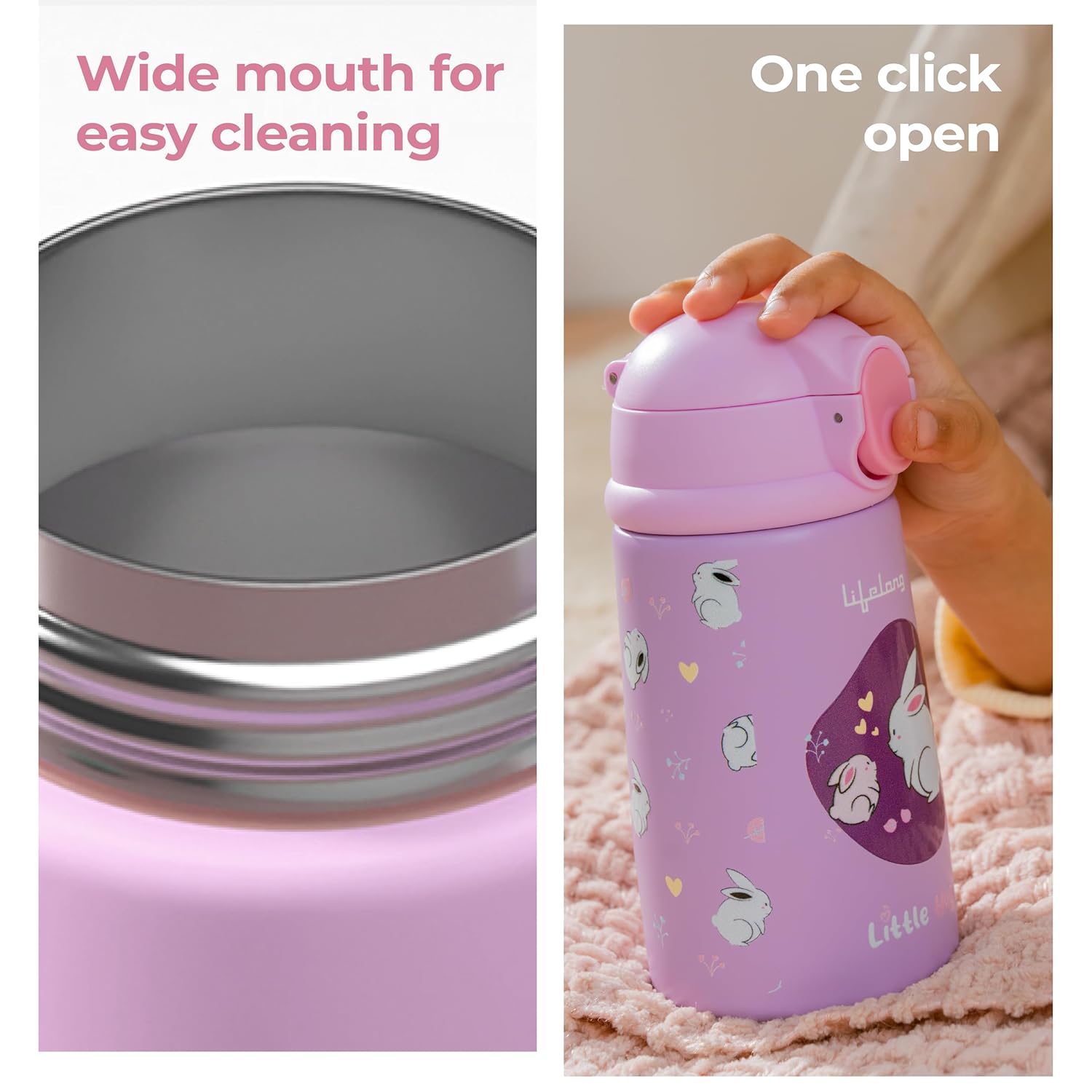 Lifelong Kids Double Walled Vacuum Insulated Bottle with Sippy Sipper