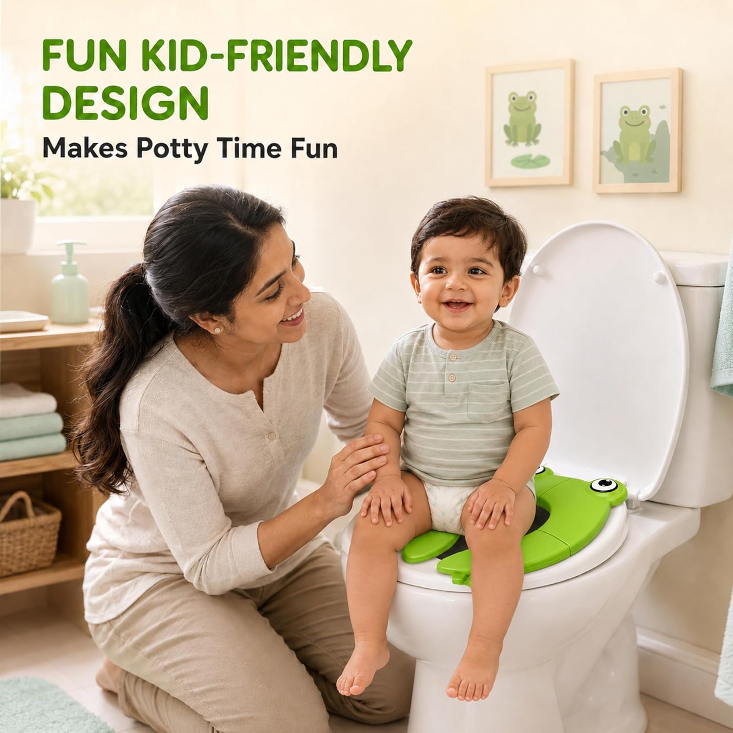 Lifelong Cuppy Foldable Baby Toilet Training Seat 1+ Yrs, Portable Travel Potty, Non-Slip Grip – Green
